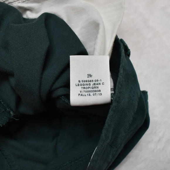 GAP 1969 Fine Corduroy Legging Jean Sz 29R Pants 5 Pocket Mid Rise Green Boho - Picture 11 of 15